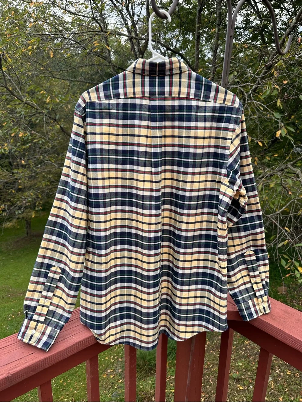 Ralph Lauren Men’s Navy and Yellow Plaid Button-Down Shirt
